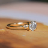0.97ct Salt and Pepper Diamond and Princess Cut Diamond Rapids Low Profile Ring in 14k Yellow Gold