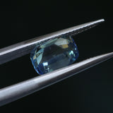 2.04CT ELONGATED CUSHION MADAGASCAR SAPPHIRE, PARTI LIGHT TEAL, UNTREATED, 7.6X5.6X4.7MM