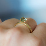 1.30ct Untreated Precision Cut Round Light Teal Montana Sapphire Classic 4 Prong Solitaire in 18k Yellow Gold