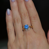 1.60ct Round Blue Untreated Sri Lankan Sapphire Hidden Halo Solitaire in 14k Yellow Gold