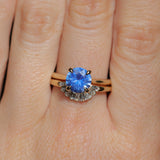 1.60ct Round Blue Untreated Sri Lankan Sapphire Hidden Halo Solitaire in 14k Yellow Gold