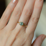 1.30ct Untreated Precision Cut Round Light Teal Montana Sapphire Classic 4 Prong Solitaire in 18k Yellow Gold