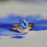 1.60ct Round Blue Untreated Sri Lankan Sapphire Hidden Halo Solitaire in 14k Yellow Gold