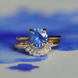 1.60ct Round Blue Untreated Sri Lankan Sapphire Hidden Halo Solitaire in 14k Yellow Gold