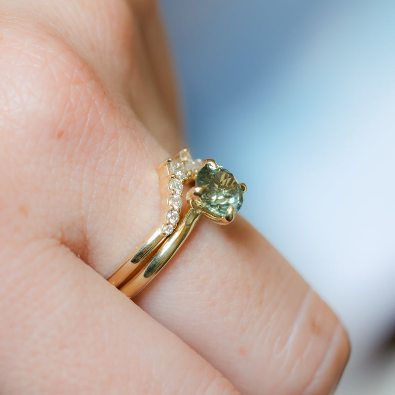 1.30ct Untreated Precision Cut Round Light Teal Montana Sapphire Classic 4 Prong Solitaire in 18k Yellow Gold