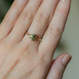 1.54ct Untreated Parti Green Madagascar Oval Sapphire Lotus Solitaire in 14k Yellow Gold