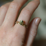 1.54ct Untreated Parti Green Madagascar Oval Sapphire Lotus Solitaire in 14k Yellow Gold