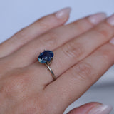 4.04CT OVAL MADAGASCAR SAPPHIRE, MEDIUM TEAL BLUE PARTI, UNTREATED, 10.6X7.8X6.1MM