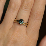 1.00ct Oval Untreated Nigerian Sapphire Evergreen Carved Solitaire in 14k Yellow Gold