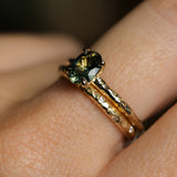 1.00ct Oval Untreated Nigerian Sapphire Evergreen Carved Solitaire in 14k Yellow Gold