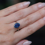 4.04CT OVAL MADAGASCAR SAPPHIRE, MEDIUM TEAL BLUE PARTI, UNTREATED, 10.6X7.8X6.1MM