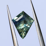 1.49CT MADAGASCAR KITE SAPPHIRE, PARTI GREEN BLUE YELLOW, UNTREATED, 9.65X7.7X4.01MM