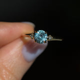 1.27ct Round Montana Sapphire and Princess Cut Diamond Rapids Low Profile Ring in 14k Yellow Gold