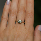 1.34ct Round Precision Cut Montana Sapphire 4 Prong Solitaire Evergreen Ring in 14k Yellow Gold