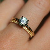1.34ct Round Precision Cut Montana Sapphire 4 Prong Solitaire Evergreen Ring in 14k Yellow Gold