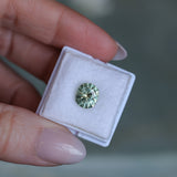 2.57CT FANCY PRECISION CUSHION MONTANA SAPPHIRE, PARTI OLIVE GREEN AND GOLD, 8.82X7.54X5.37MM - APPRAISED STONE