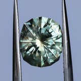 2.57CT FANCY PRECISION CUSHION MONTANA SAPPHIRE, PARTI OLIVE GREEN AND GOLD, 8.82X7.54X5.37MM - APPRAISED STONE