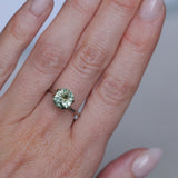 2.57CT FANCY PRECISION CUSHION MONTANA SAPPHIRE, PARTI OLIVE GREEN AND GOLD, 8.82X7.54X5.37MM - APPRAISED STONE