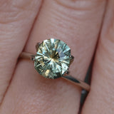 2.57CT FANCY PRECISION CUSHION MONTANA SAPPHIRE, PARTI OLIVE GREEN AND GOLD, 8.82X7.54X5.37MM - APPRAISED STONE