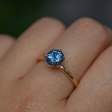1.37ct Round Precision Cut Ceylon Blue Montana Sapphire Lotus Solitaire in 18k Yellow Gold