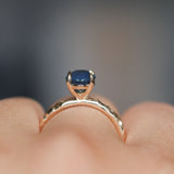 1.92ct Silky Teal Oval Nigerian Sapphire Evergreen Carved Solitaire in 14k Yellow Gold