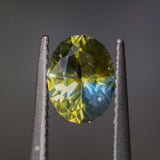 1.52CT OVAL NIGERIAN SAPPHIRE, PARTI YELLOW BLUE GREEN, 7.77X6.07MM, UNTREATED