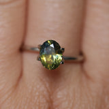 1.52CT OVAL NIGERIAN SAPPHIRE, PARTI YELLOW BLUE GREEN, 7.77X6.07MM, UNTREATED