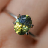 1.52CT OVAL NIGERIAN SAPPHIRE, PARTI YELLOW BLUE GREEN, 7.77X6.07MM, UNTREATED