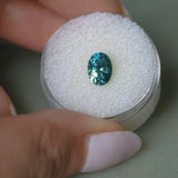 1.64CT PRECISION CUT OVAL MONTANA SAPPHIRE, MEDIUM-DEEP TEAL PARTI, 7.9X5.9MM
