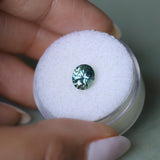1.51CT PRECISION CUT OVAL MONTANA SAPPHIRE, MEDIUM TEAL BLUE GREEN, 7X6MM