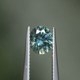 1.51CT PRECISION CUT OVAL MONTANA SAPPHIRE, MEDIUM TEAL BLUE GREEN, 7X6MM