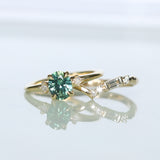 1.41ct Oval Teal Parti Montana Sapphire and Princess Cut Diamond Rapids Low Profile Ring in 18k Yellow Gold