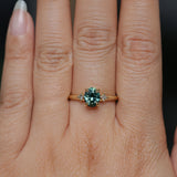 1.41ct Oval Teal Parti Montana Sapphire and Princess Cut Diamond Rapids Low Profile Ring in 18k Yellow Gold