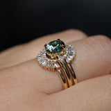 1.41ct Oval Teal Parti Montana Sapphire and Princess Cut Diamond Rapids Low Profile Ring in 18k Yellow Gold