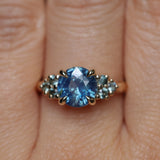 2.59ct Untreated GIA Blue Sapphire and Teal Sapphire Diamond Cluster Evergreen Ring in 14k Yellow Gold