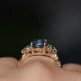 2.59ct Untreated GIA Blue Sapphire and Teal Sapphire Diamond Cluster Evergreen Ring in 14k Yellow Gold