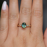 1.27ct Oval Untreated Parti Sapphire and Diamond Vintage Cathedral Four Prong Ring in 14k Yellow Gold