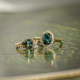 1.75ct Multicolor Cushion Cut Madagascar Sapphire in Wandering Vine Low Profile 4 Prong Setting with Diamonds in 14k Yellow