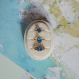 2.59ct Untreated GIA Blue Sapphire and Teal Sapphire Diamond Cluster Evergreen Ring in 14k Yellow Gold