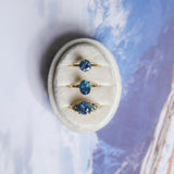 2.59ct Untreated GIA Blue Sapphire and Teal Sapphire Diamond Cluster Evergreen Ring in 14k Yellow Gold