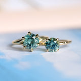 1.97ct Round Precision Cut Montana Sapphire 4 Prong Solitaire Evergreen Ring in 14k Yellow Gold