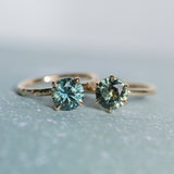 1.97ct Round Precision Cut Montana Sapphire 4 Prong Solitaire Evergreen Ring in 14k Yellow Gold