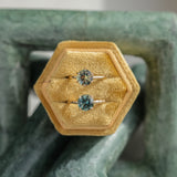 1.97ct Round Precision Cut Montana Sapphire 4 Prong Solitaire Evergreen Ring in 14k Yellow Gold