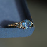 2.59ct Untreated GIA Blue Sapphire and Teal Sapphire Diamond Cluster Evergreen Ring in 14k Yellow Gold