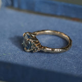 2.59ct Untreated GIA Blue Sapphire and Teal Sapphire Diamond Cluster Evergreen Ring in 14k Yellow Gold