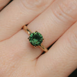 1.72ct Round Deep Green Sapphire Four Prong Evergreen Solitaire in 14k Yellow Gold