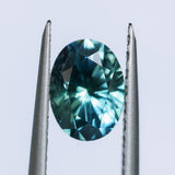 1.64CT PRECISION CUT OVAL MONTANA SAPPHIRE, MEDIUM-DEEP TEAL PARTI, 7.9X5.9MM