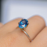 2.74CT OVAL MADAGASCAR SAPPHIRE, ROYAL BLUE WITH TEAL, UNTREATED, 9.5X6.7X5.1MM