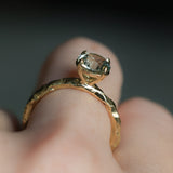 1.64ct Round "Hearts & Arrows" Cut Untreated Montana Sapphire 4 Prong Solitaire Evergreen Ring in 18k Yellow Gold