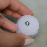 0.95CT ROUND MONTANA SAPPHIRE, TEAL BLUE GREEN AND YELLOW, 5.7X3.8MM
